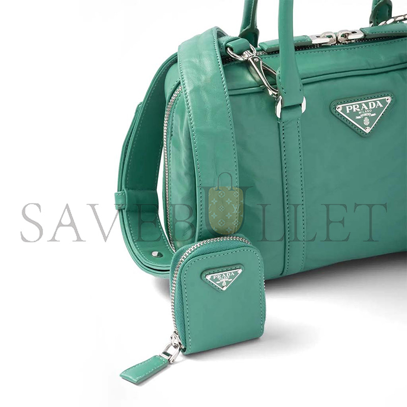 Pra*a medium antique nappa leather top handle bag 1bb092 (24*15.5*7cm)